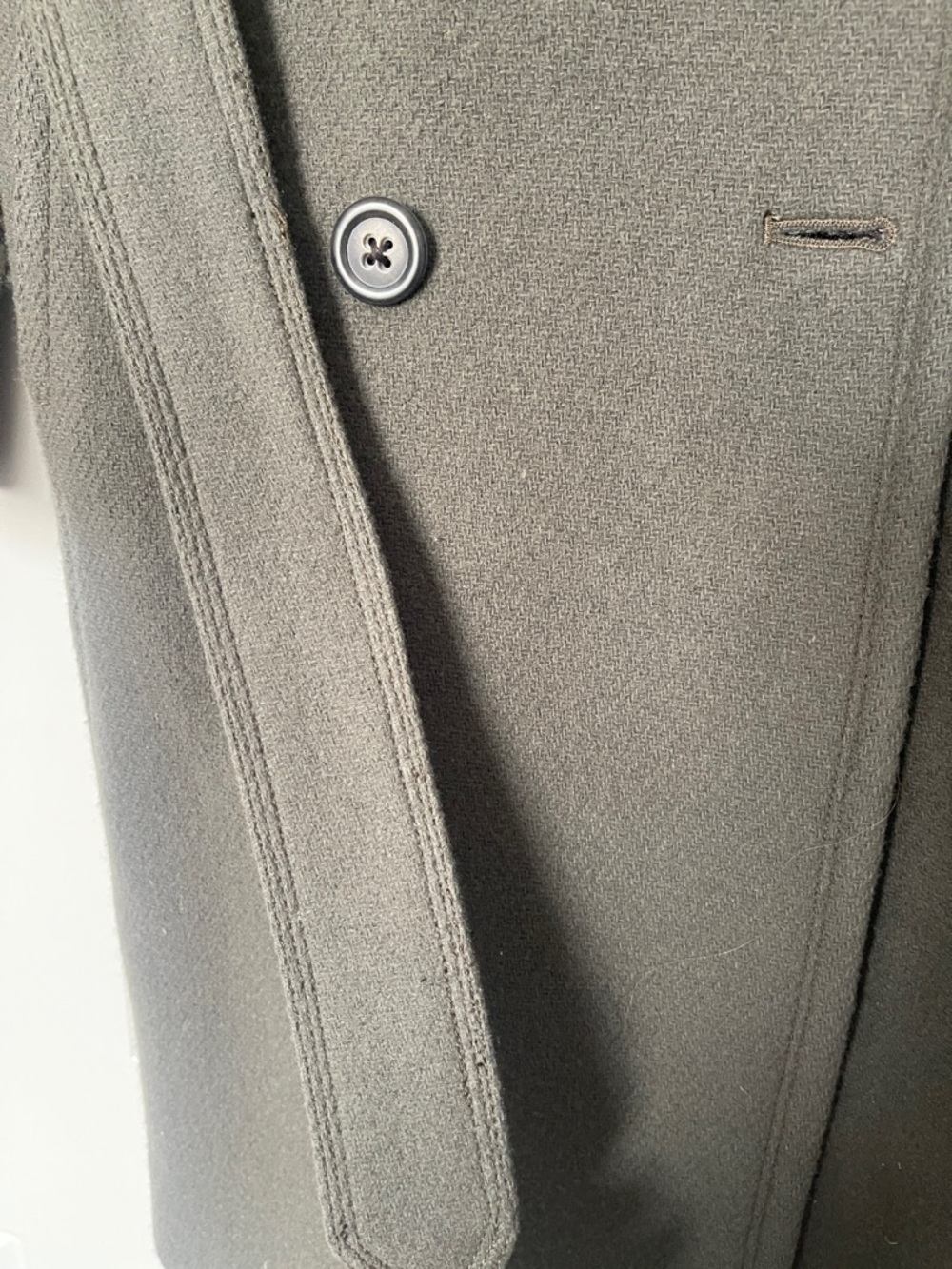 J.Crew Olive Green Stadium Cloth Boulevard Wool Trench Coat - Picture 6 of 9